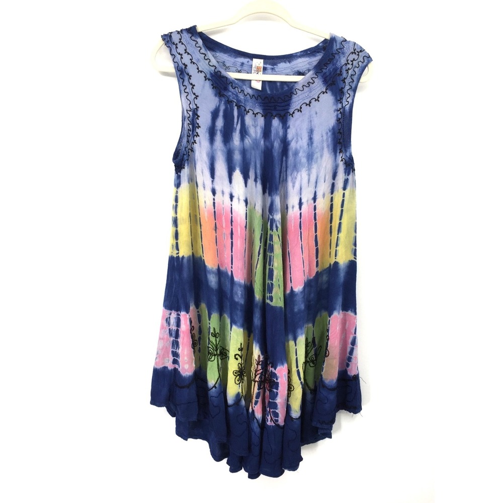 India Boutique tie dye embroidered fairycore boho festival indie dress free OS